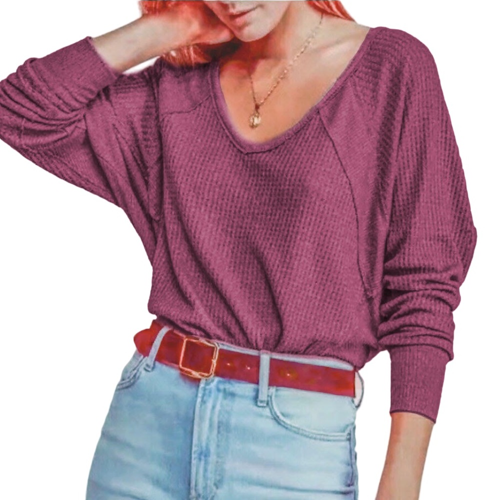 Free People Ribbed Plum Top